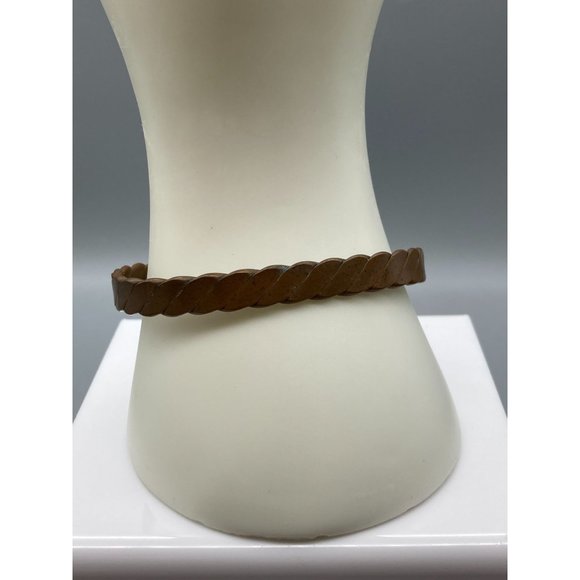 Vintage Genuine Copper Cuff Bracelet, Smooth Flattened Braid Twist Skinny - Picture 3 of 6